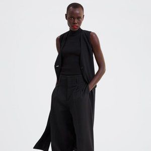 Zara Long Black Vest with Vents